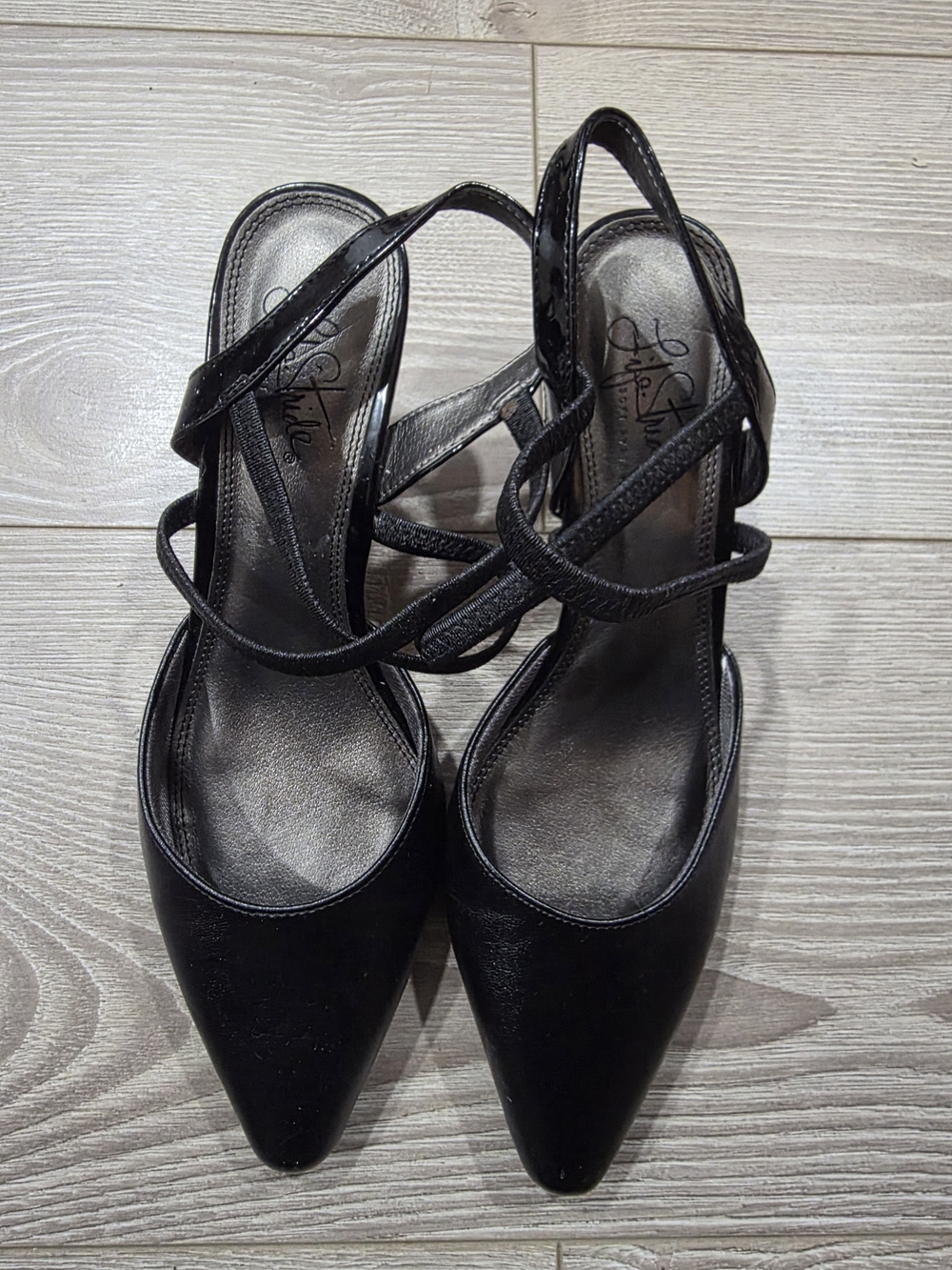 Black Strappy Pointed-Toe Women's Heels Life Stride